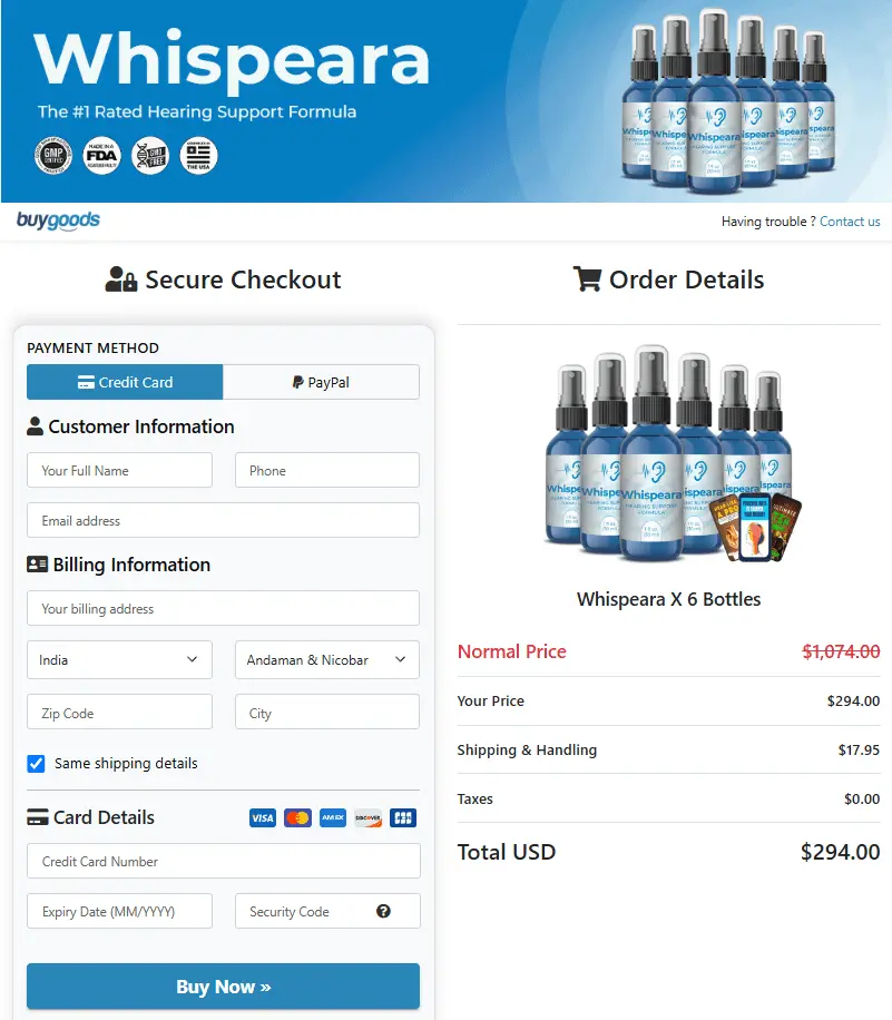 whispeara whispeara-secure-checkout-page